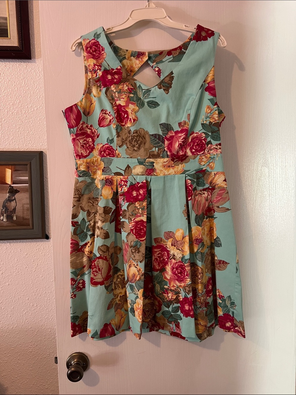 Tiana B. Aqua Floral Backless Fit-and-Flare Dress